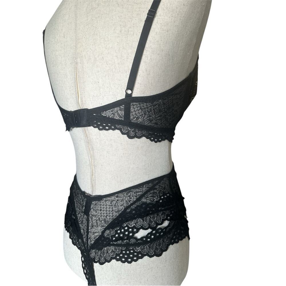 Kiki De Montparnasse Coupe Balconette Bra – Black Stretch Lace, 36D - Picture 5 of 12